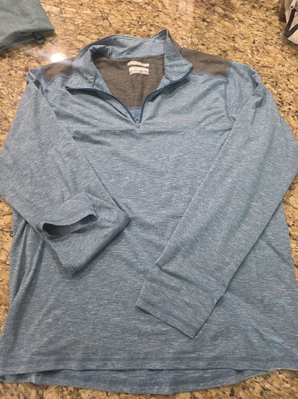 Light Blue Men’s Long-Sleeve Quarter Zip Columbia Performance Pullover